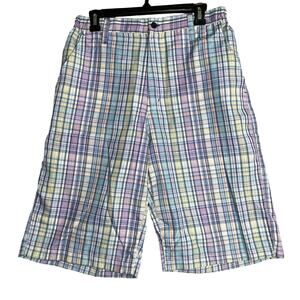 RawBlue Shorts Men Size M Blue Yellow Purple Plaid Casual Preppy Colorful Golf